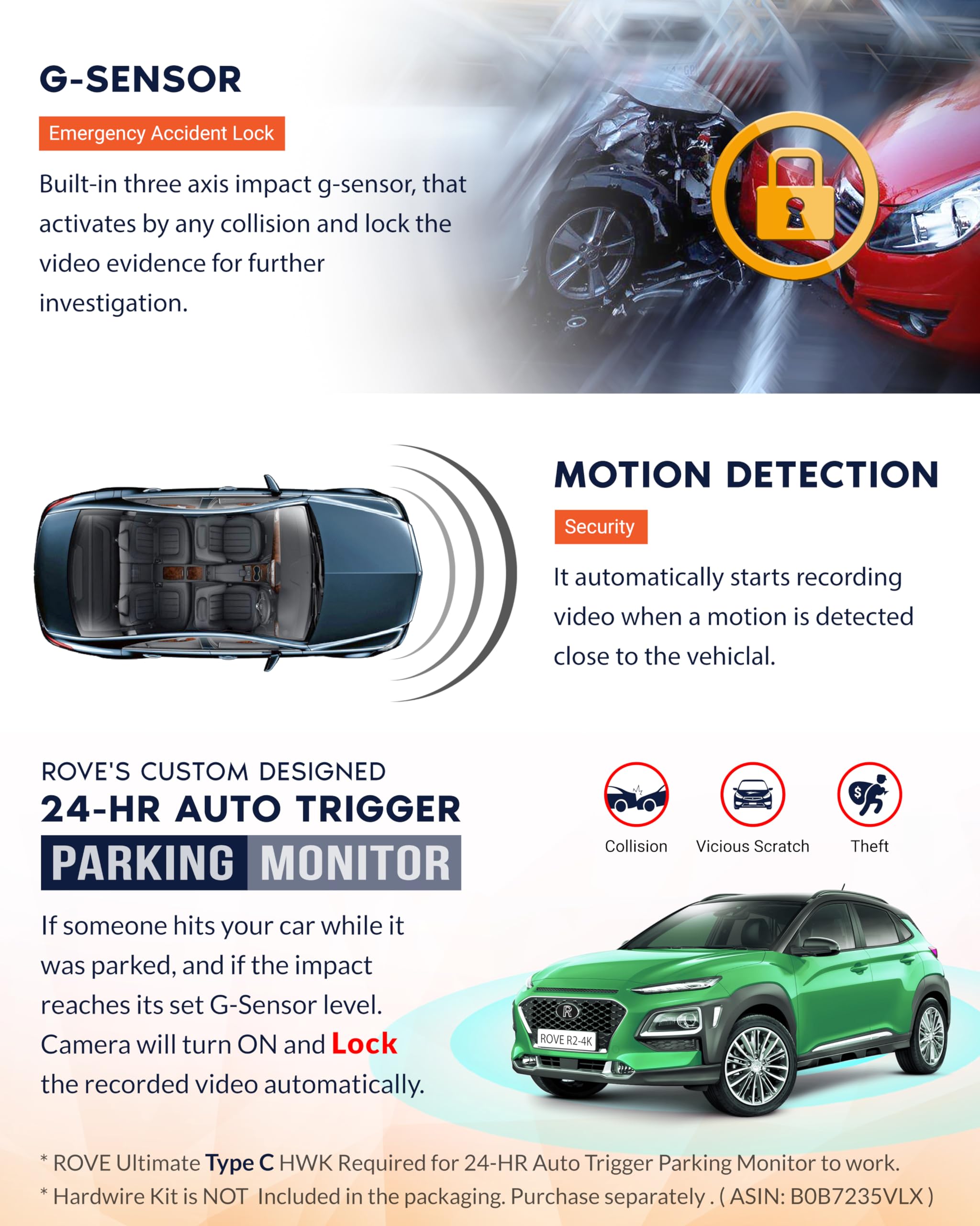 Rove R2 4K Dash Cam Built In Wifi Gps Car Dashboard Camera Recorder With Uhd 2160P, 2.4'' Ips Screen, 150 Wide Angle, Wdr, Night